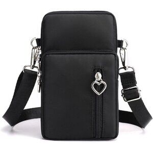 Women's Black 1 Small Crossbody Waterproof Nylon Purses Mini Shoulder Travel Bag